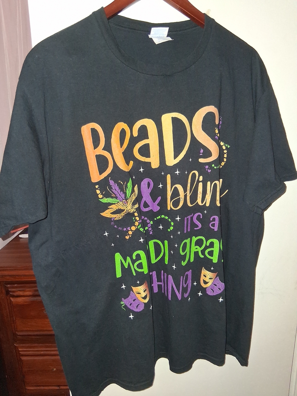 Kids Black Mardi Gras Graphic Tee - Beads & Bling